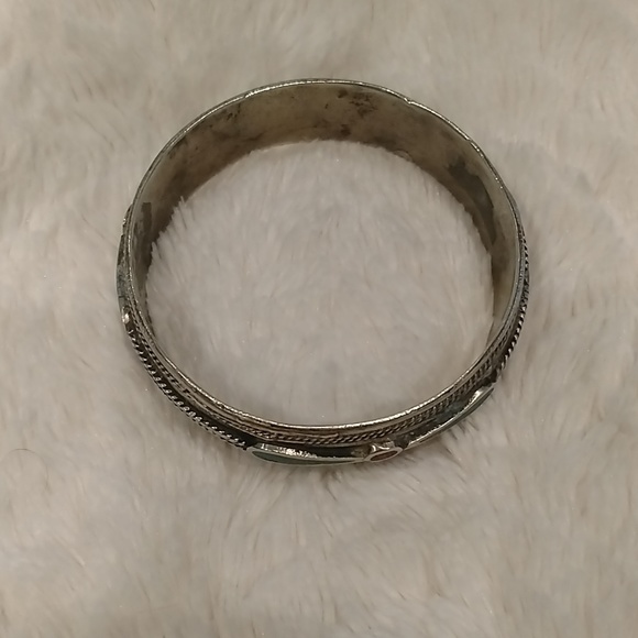 Vintage Turquoise & Coral Sterling Silver Bracelet - Picture 6 of 6